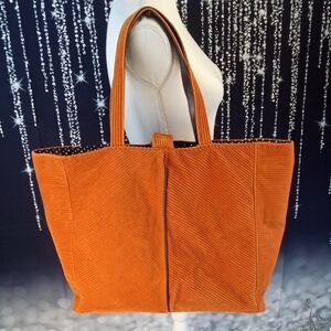 👜 🍒 Orange Corduroy Tote Bag